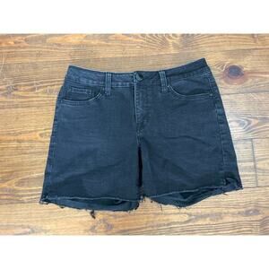 7 for all Mankind Black Frayed Hem Cutoff Weekend Short, sz 6